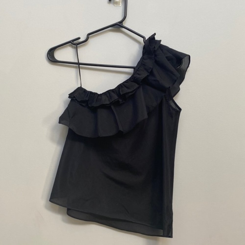 ❗️SOLD❗️7 For All Mankind One Shoulder Ruffle Top Size XS - Picture 3 of 7